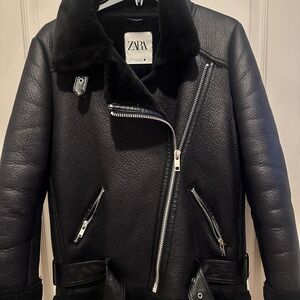 Zara Black Leather Biker Jacket
